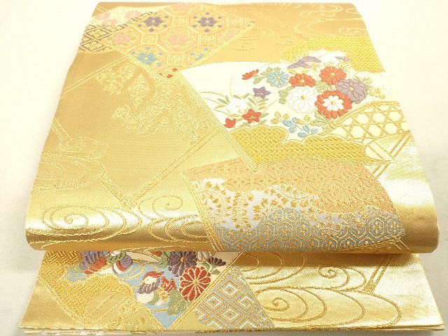 平和屋着物◎六通柄袋帯 冊子花文 金銀糸 逸品 DAAH9838tw