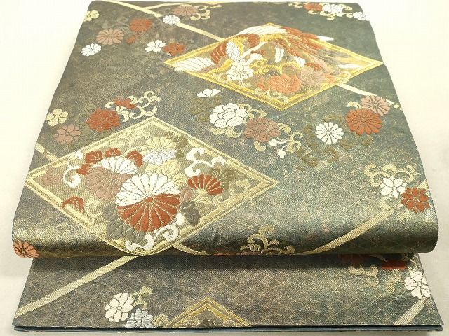 平和屋着物◎六通柄袋帯 唐織 菱取鳳舞文 金銀糸 引箔 逸品 DAAH9839tw