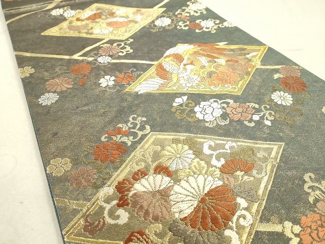 平和屋着物◎六通柄袋帯　唐織　菱取鳳舞文　金銀糸　引箔　逸品　DAAH9839tw