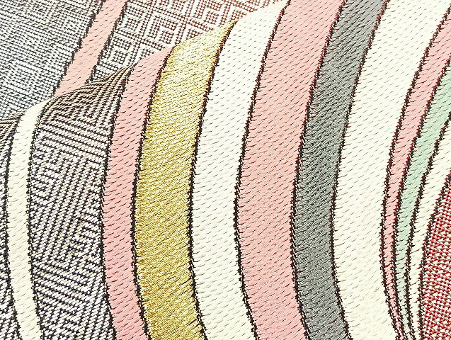 平和屋着物◎六通柄袋帯　唐織　吉祥文　金銀糸　正絹　逸品　BAAL4106if