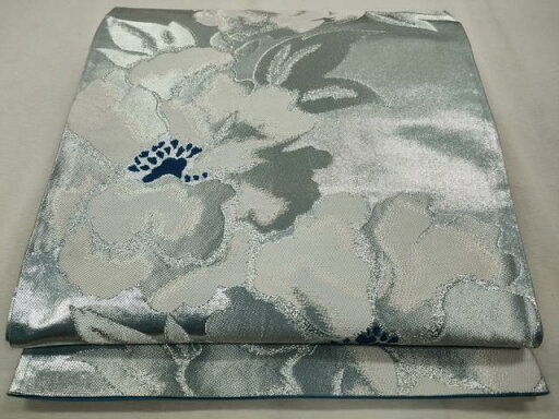 平和屋着物◎六通柄袋帯 牡丹文 銀糸 正絹 逸品 CAAS4128qe 平和屋着物◎六通柄袋帯 牡丹文 銀糸 正絹 逸品 CAAS4128qe