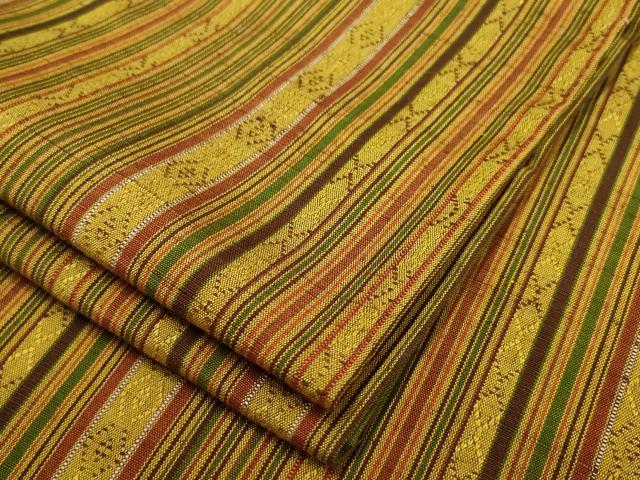 Kimono - 平和屋着物▽上質な紬　単衣　縞　正絹　逸品　AAAS4938fy
