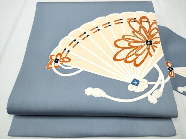 平和屋着物●銀座　志ま亀　塩瀬　九寸名古屋帯　檜扇　金彩　正絹　逸品　CABA1083hy