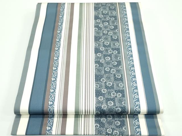 平和屋本店■極上　本場筑前博多織　両面　全通柄袋帯　草花間道　逸品　CZAA3910s5