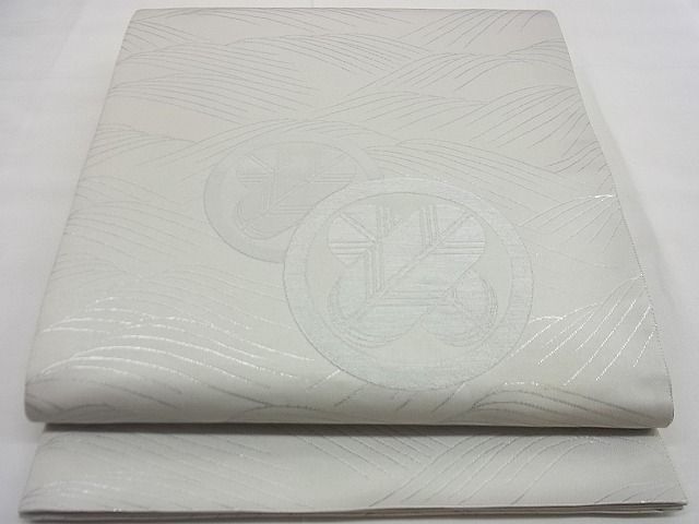平和屋着物■六通太鼓柄袋帯 八重広 立波吉祥文 銀糸 逸品 n-gh4013