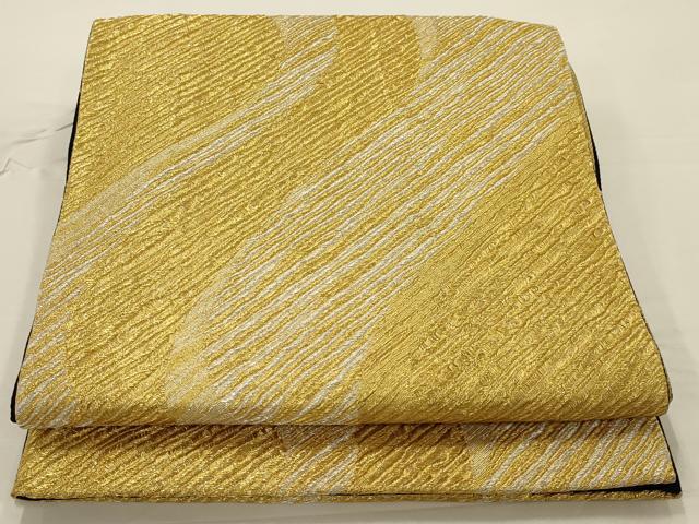 Rakuten - 平和屋着物◎六通柄袋帯　斜縞　金銀糸　正絹　逸品　AAAR8493ou