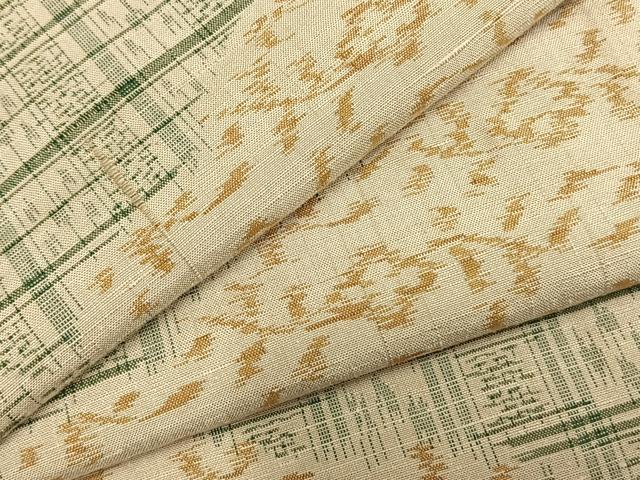 Rakuten - 平和屋着物▽上質な紬　単衣　吉祥花文　正絹　逸品　AABC0424fy