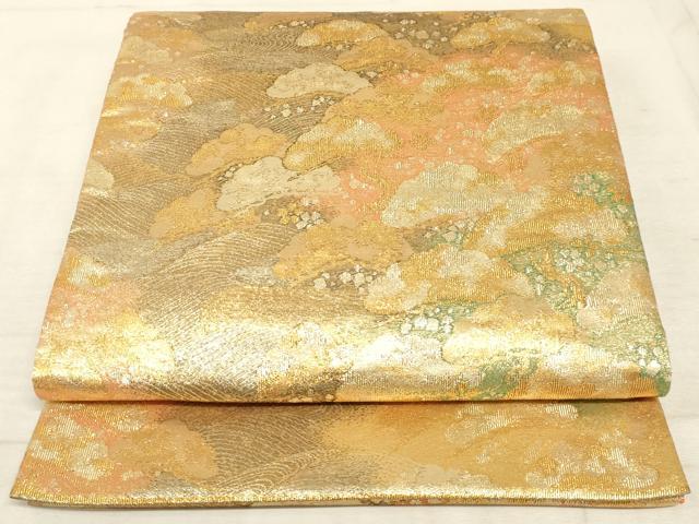 平和屋着物◎六通柄袋帯 浜松文 金糸 正絹 逸品 AAAM3357