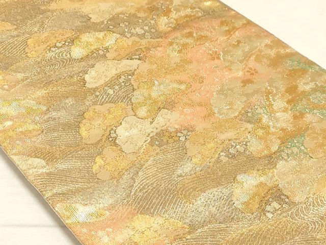 平和屋着物◎六通柄袋帯　浜松文　金糸　正絹　逸品　AAAM3357
