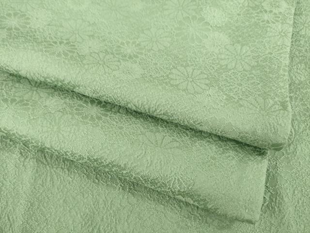 平和屋着物●上質な色無地　花尽くし地紋　麹塵色　正絹　逸品　AABA1346ck