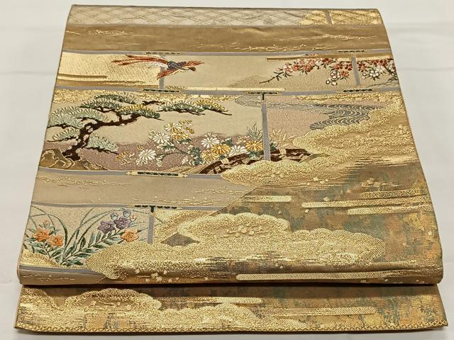 平和屋着物◎六通柄袋帯　唐織　鳳凰花文　金糸　正絹　逸品　CAAX3542qv