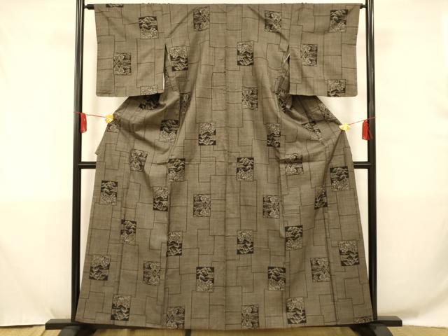 平和屋着物■本場大島紬 7マルキ 色紙風景文 正絹 逸品 AAAS4332fw