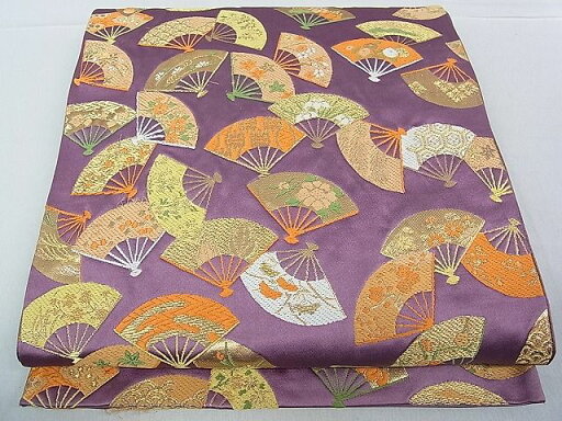 平和屋着物■六通柄袋帯 唐織 扇面尽くし 金糸 逸品 pn3778 平和屋着物■六通柄袋帯 唐織 扇面尽くし 金糸 逸品 pn3778
