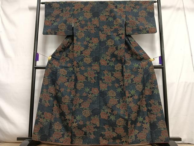 平和屋着物■上質な紬 花亀甲文 正絹 逸品 AABD9056oa