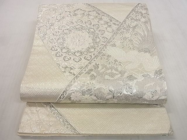 平和屋着物◎六通柄袋帯　正倉院鳳凰花文　銀糸　逸品　DAAD1016du