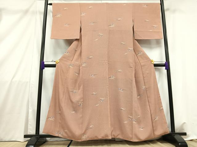 平和屋着物■上質な小紋　地紙草花文　正絹　逸品　AABB9415mf