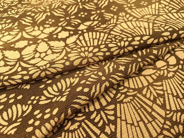 Kimono - 平和屋着物●上質な小紋　紬地　型染め　吉祥花文　正絹　逸品　CABB4985vp