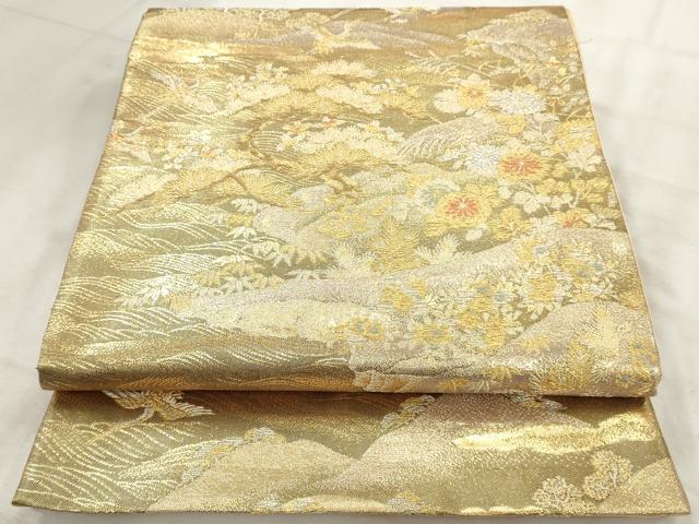 平和屋着物◎六通柄袋帯　花鳥文　金銀糸　正絹　逸品　AAAV9330sg