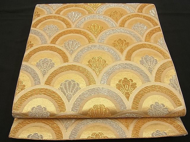 平和屋着物■六通柄袋帯　花青海波　金銀糸　逸品　n-wb0785