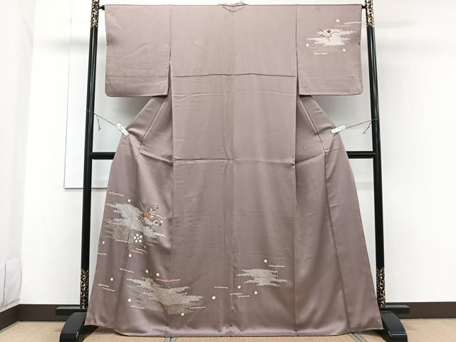 平和屋着物■訪問着　絞り　刺繍　籬草花文　金彩　正絹　逸品　CABE0639xi