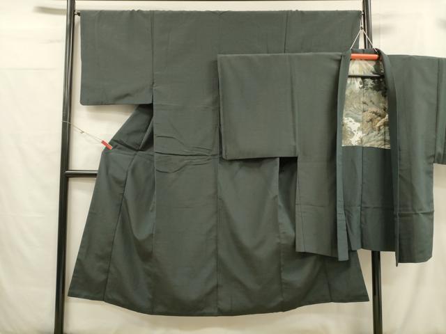平和屋着物■男性　紬　アンサンブル　霞文　正絹　逸品　DABC8762cm