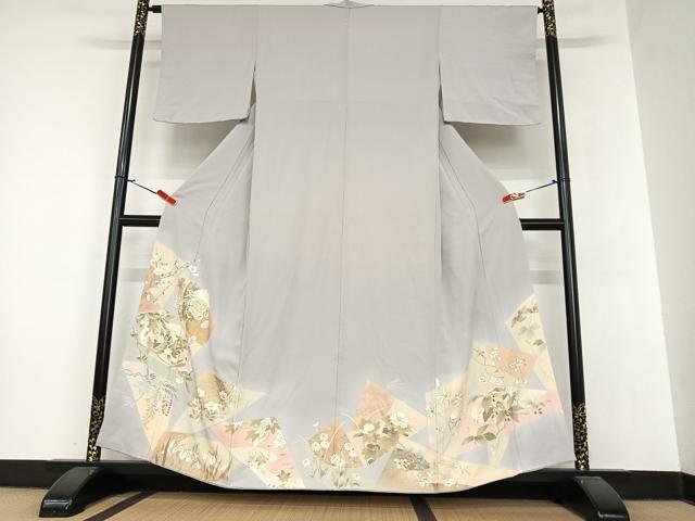 平和屋着物●豪華色留袖 駒刺繍 色紙重ね花文 金彩 正絹 逸品 AAAZ7449zg