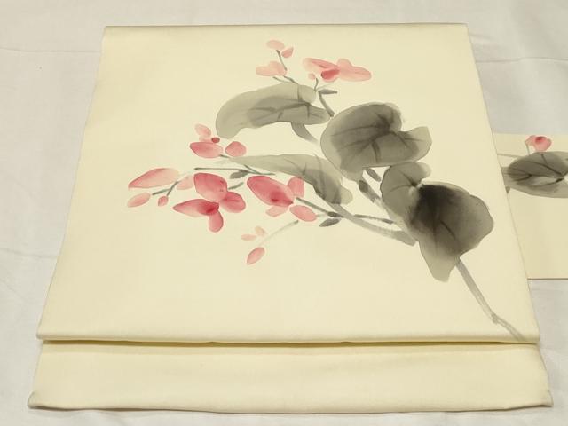 Rakuten - 平和屋着物●塩瀬　九寸名古屋帯　作家物　手描き　草花文　正絹　逸品　CABA2194dy