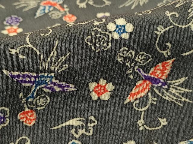 平和屋着物■上質な小紋 花鳥文 型染め 正絹 逸品 DAAP2656ud