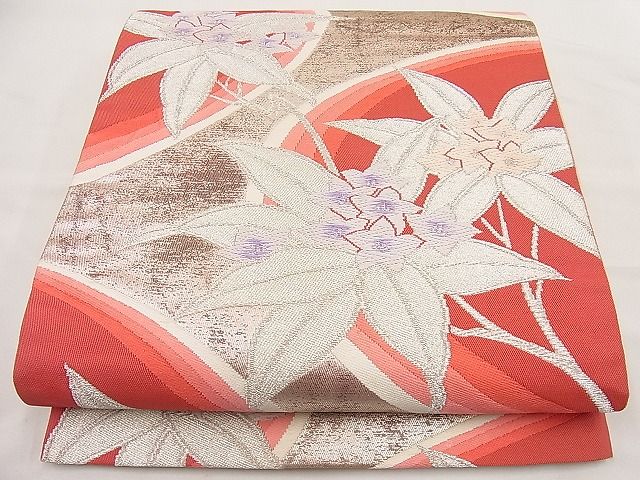平和屋着物■六通柄袋帯 唐織 桔梗文 銀糸 逸品 n-ip1596