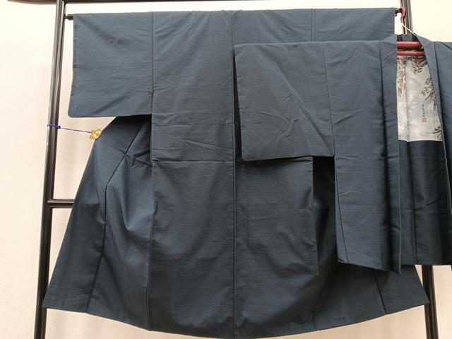 平和屋着物■男性 お召 アンサンブル 亀甲文様 正絹 逸品 BAAL2490hv