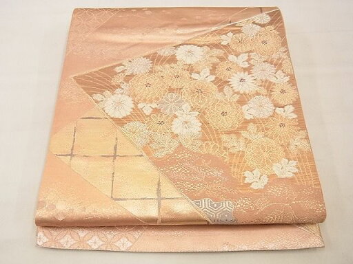 平和屋着物■六通柄袋帯 唐織 色紙重ね吉祥菊文 金銀糸 逸品 n-xi0191 平和屋着物■六通柄袋帯 唐織 色紙重ね吉祥菊文 金銀糸 逸品 n-xi0191