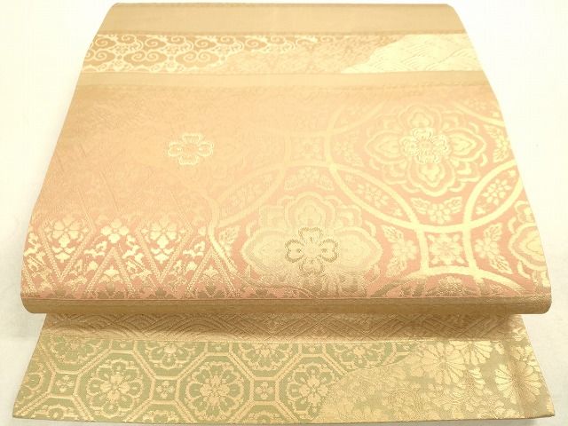 平和屋着物◎六通柄袋帯　華錦　吉祥花文　金糸　逸品　DAAH9795tw(4)