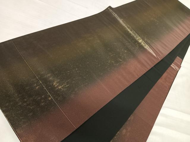 平和屋着物◎六通柄袋帯　霞文　黒地　金糸　正絹　逸品　AABF4787yx