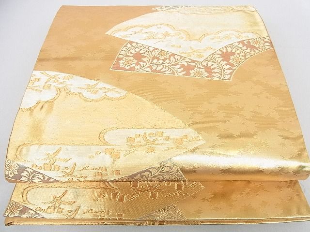 平和屋着物■六通柄袋帯　地紙花文　金糸　逸品　DAAB3745op