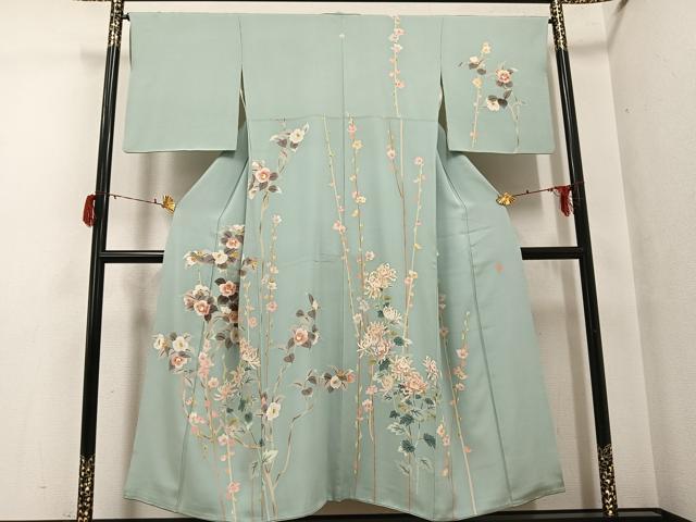 Full-Length Under-Kimono - 平和屋着物●本加賀友禅作家　茶谷孝志　訪問着　枝花文　正絹　逸品　AABG7593ph