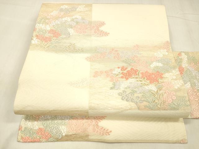 乐天商城 - 平和屋着物＊夏物　九寸名古屋帯　唐織　草花文　金糸　三越扱い　正絹　逸品　DABE6001cm