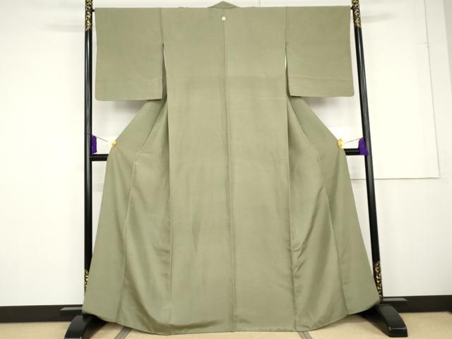 平和屋着物■上質な色無地 松葉色 正絹 逸品 AAAS8925cs