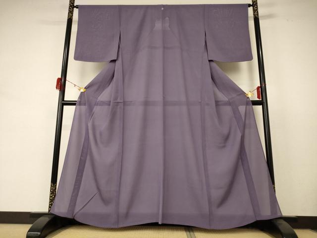 Full-Length Under-Kimono - 平和屋着物＊夏物　色無地　絽　葡萄鼠色　正絹　逸品　AABD4582jd