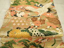 平和屋着物◎アンティーク 丸帯 唐織 飛鶴花文 金糸 正絹 逸品 AAAZ6173cs