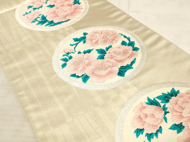 平和屋着物◎六通柄袋帯　唐織　花丸文　銀糸　正絹　逸品　AAAL7146pf