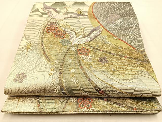 平和屋着物◎六通柄袋帯　唐織　鳳凰花文　金銀糸　正絹　逸品　BAAU3202hj