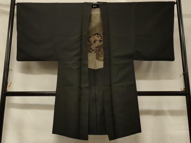 乐天商城 - 平和屋着物＃男性　長羽織　黒地　正絹　逸品　CABD1600in
