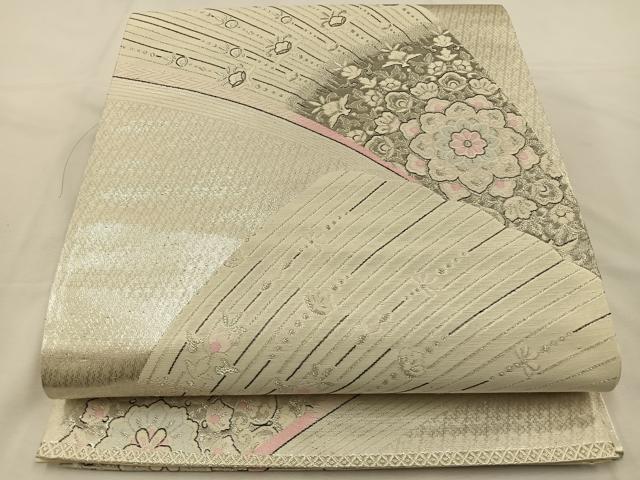 平和屋着物◎六通柄袋帯　九百錦珀彩　正倉院花文　プラチナ二重箔　正絹　逸品　BAAT7761ow