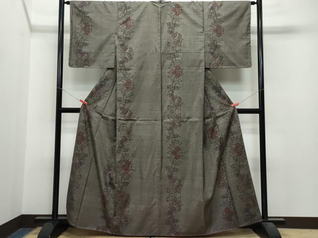 平和屋着物●本場大島紬　7マルキ　泥染め　草花文　正絹　逸品　未使用　CAAS8522vf