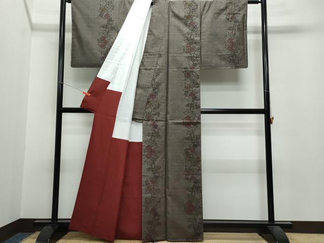 平和屋着物●本場大島紬　7マルキ　泥染め　草花文　正絹　逸品　未使用　CAAS8522vf