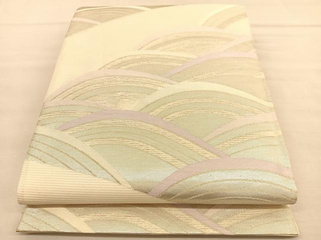 平和屋着物＊夏物　六通柄袋帯　立波文　銀糸　正絹　逸品　BAAU1676hv