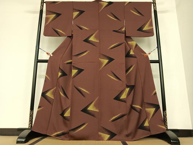 平和屋着物●上質な小紋　幾何学文様　正絹　逸品　AABB6516zg