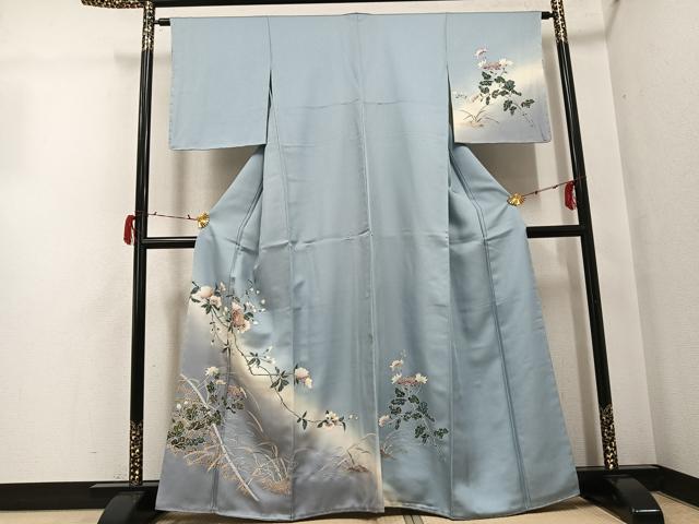 Full-Length Under-Kimono - 平和屋着物●訪問着　草花文　暈し染め　正絹　逸品　未使用　AABG8488ph