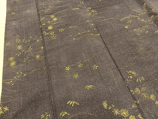 平和屋着物■上質な紬 草花文 正絹 逸品 BAAO6115ow