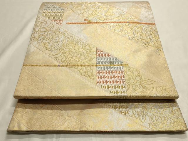 平和屋着物◎六通柄袋帯　花唐草文　金銀糸　引箔　正絹　逸品　AAAM5750cx